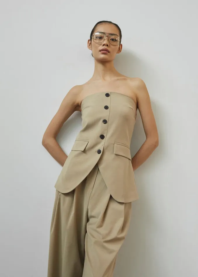 Women Livvy Strapless Vest 8211 Beige The Frankie Shop Tops