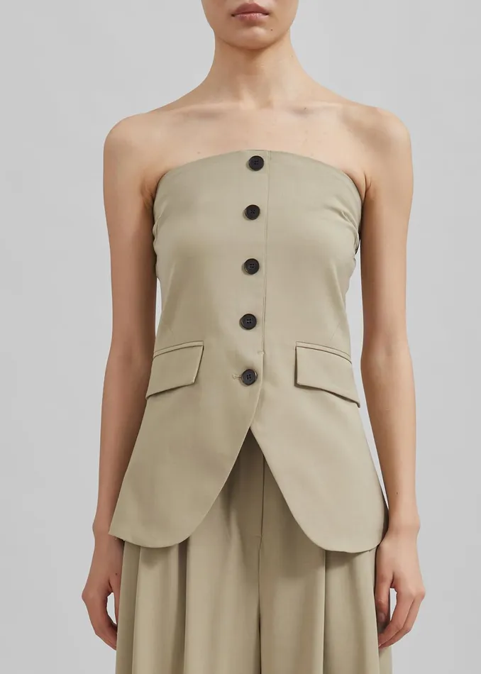 Women Livvy Strapless Vest 8211 Beige The Frankie Shop Tops