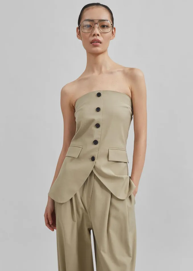 Women Livvy Strapless Vest 8211 Beige The Frankie Shop Tops