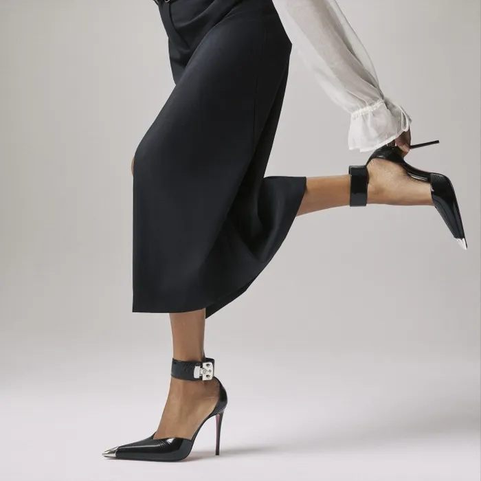 Women Lock Me Up Pump 100 Mm Strappy Pumps 8211 Vog Patent Leather 8211 Black Christian Louboutin Pumps