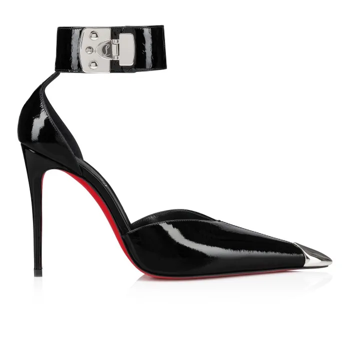 Women Lock Me Up Pump 100 Mm Strappy Pumps 8211 Vog Patent Leather 8211 Black Christian Louboutin Pumps