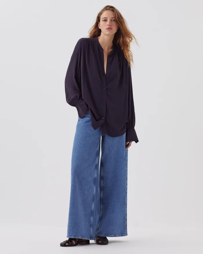 Women LongSleeve Silky Shirt Night Sky Comptoir Des Cotonniers Blouses and Shirts and Tops Women LongSleeve Silky Shirt Night Sky Comptoir Des Cotonniers Blouses and Shirts and Tops