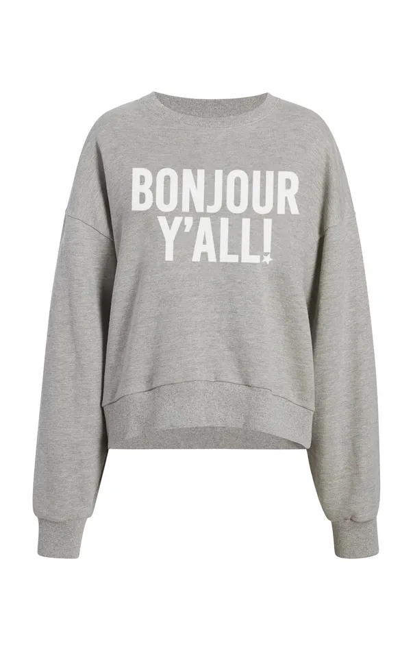 Women Long Sleeve Tops Cinq Sept Bonjour Y039all Brandy Pullover Heather Greywhite