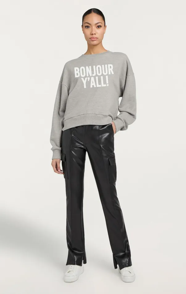Women Long Sleeve Tops Cinq Sept Bonjour Y039all Brandy Pullover Heather Greywhite
