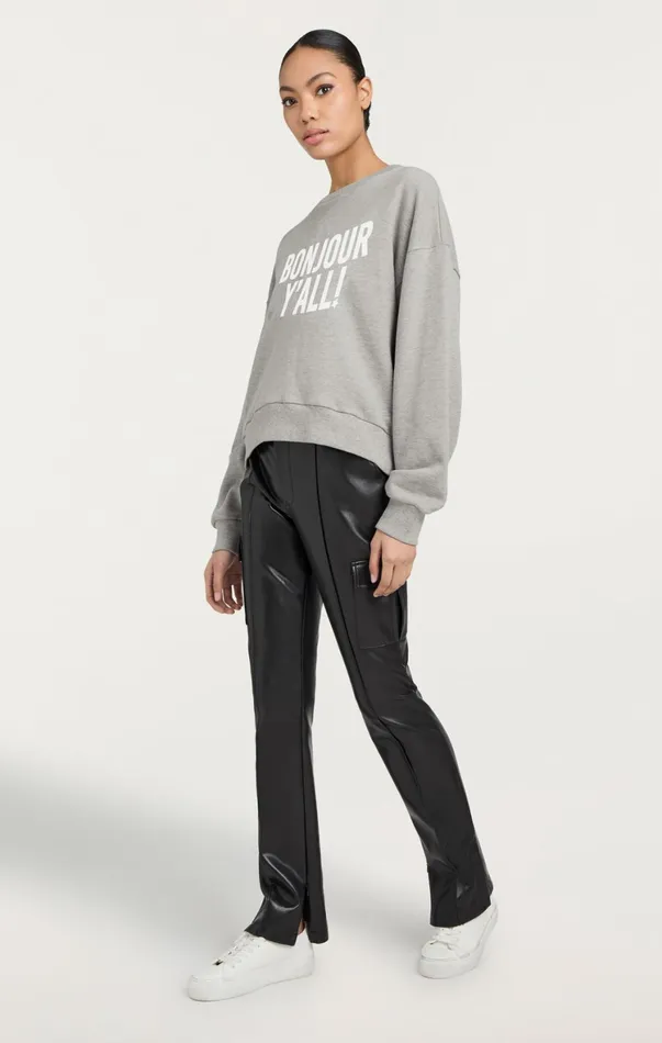 Women Long Sleeve Tops Cinq Sept Bonjour Y039all Brandy Pullover Heather Greywhite