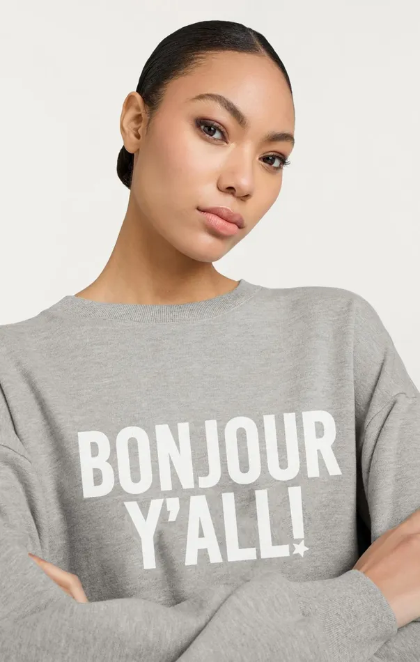 Women Long Sleeve Tops Cinq Sept Bonjour Y039all Brandy Pullover Heather Greywhite