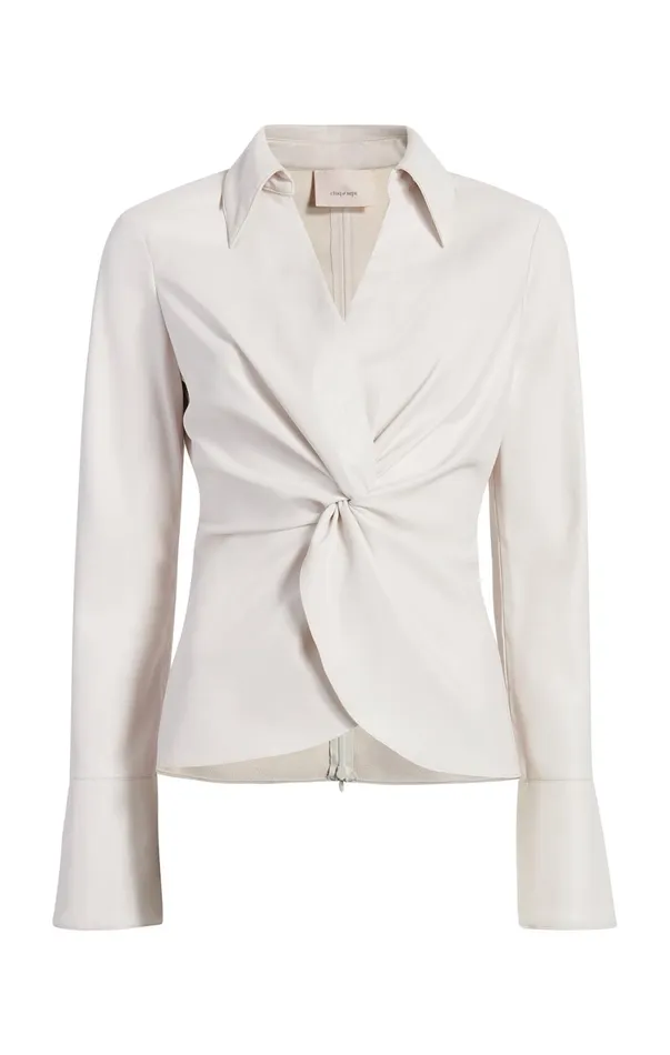 Women Long Sleeve Tops Cinq Sept Faux Leather Mckenna Top Ivory