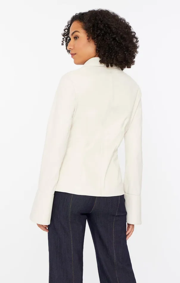 Women Long Sleeve Tops Cinq Sept Faux Leather Mckenna Top Ivory