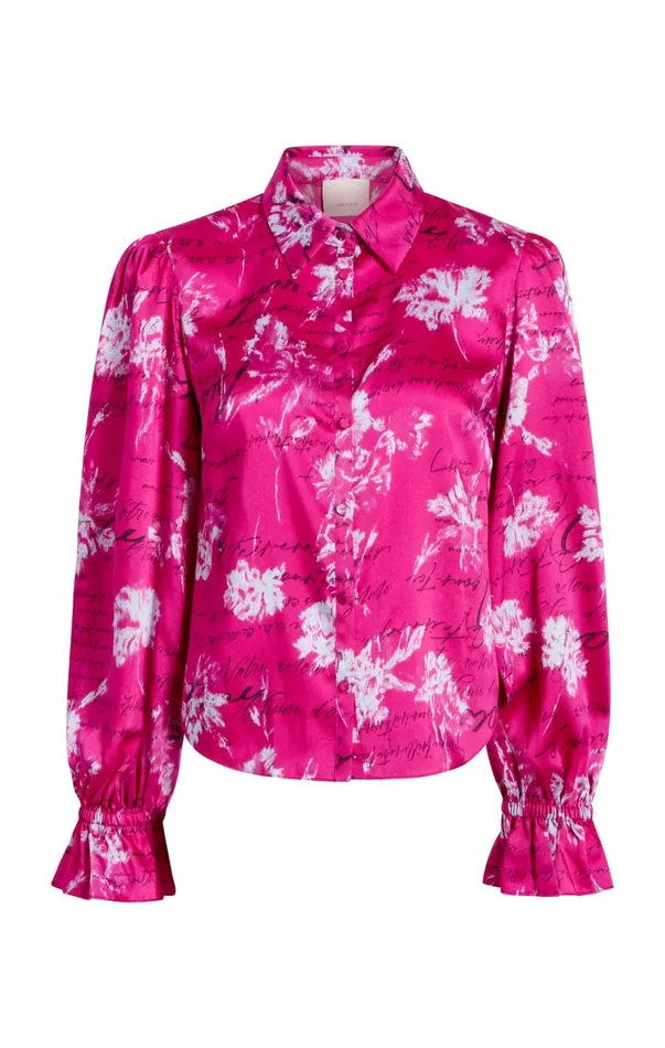Women Long Sleeve Tops Cinq Sept Warm Carnation Long Sleeve Fiona Top Plum Radish Multi
