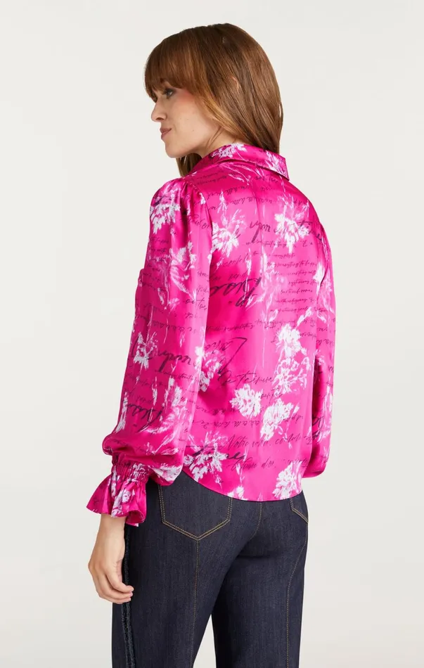 Women Long Sleeve Tops Cinq Sept Warm Carnation Long Sleeve Fiona Top Plum Radish Multi