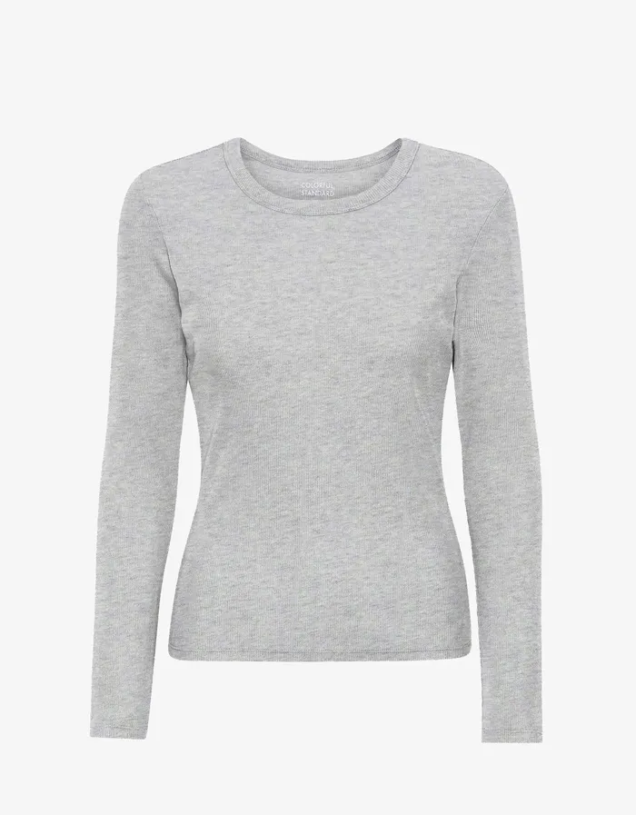 Women Long Sleeve Tops Colorfulstandard Women Organic Rib LS TShirt 8211 Heather Grey