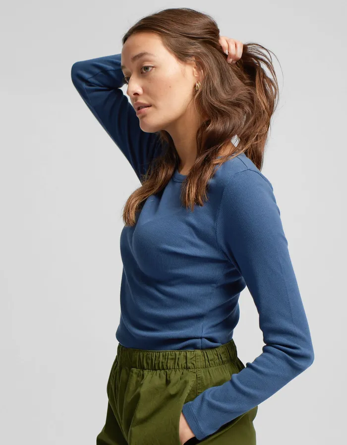 Women Long Sleeve Tops Colorfulstandard Women Organic Rib LS TShirt 8211 Heather Grey