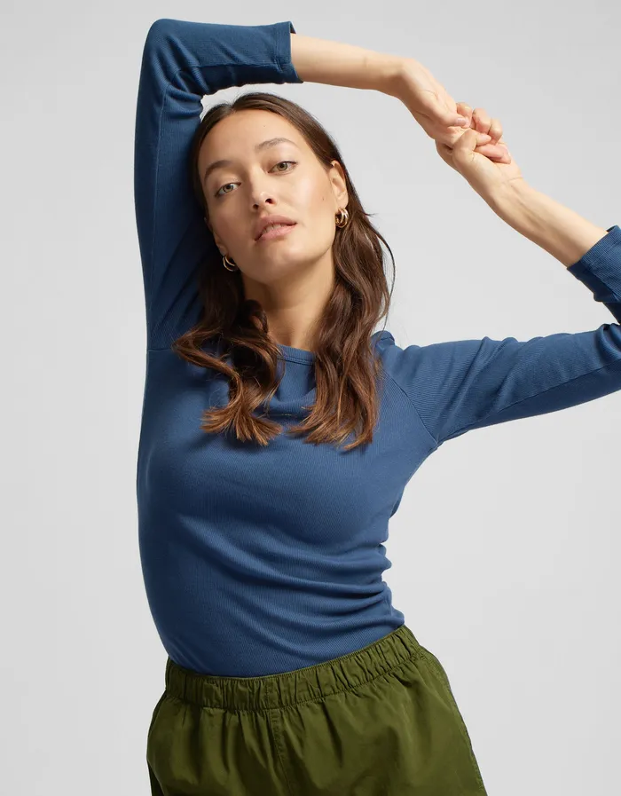 Women Long Sleeve Tops Colorfulstandard Women Organic Rib LS TShirt 8211 Heather Grey