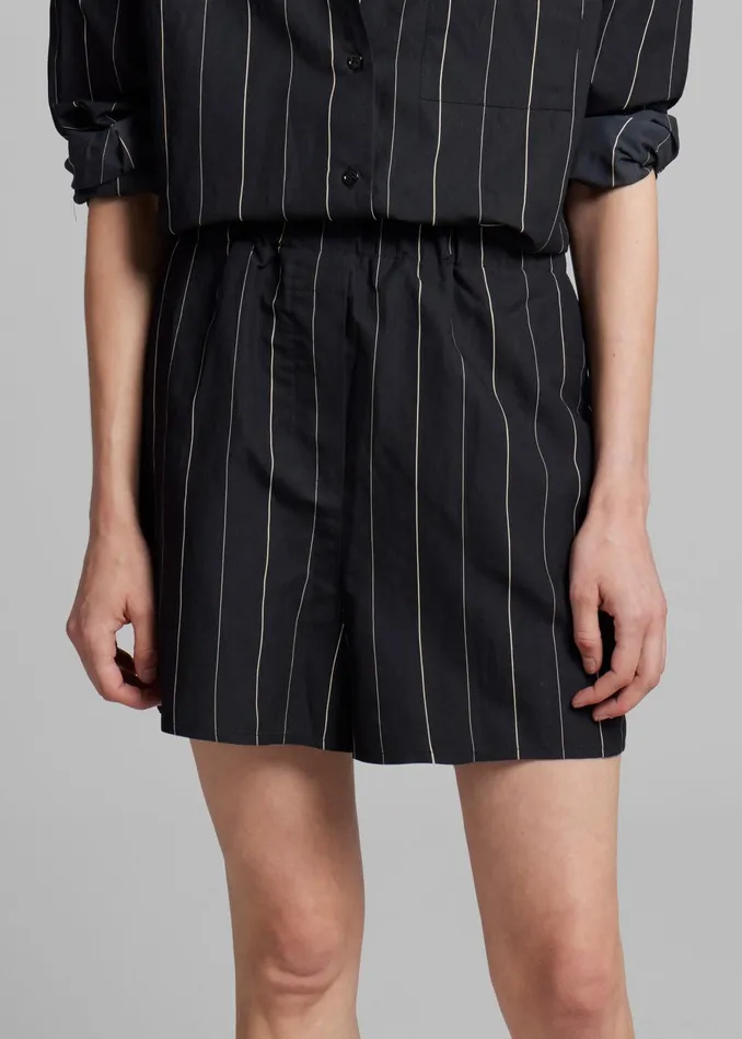 Women Lui Boxer Shorts 8211 BlackBeige Stripe The Frankie Shop Bottoms