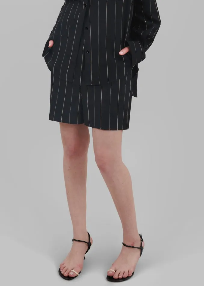 Women Lui Boxer Shorts 8211 BlackBeige Stripe The Frankie Shop Bottoms