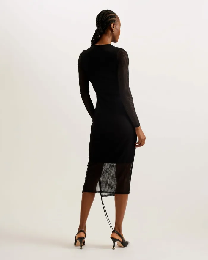 Women LYANN 8211 Bodycon Midi Dress With Gathering Black Ted Baker Dresses