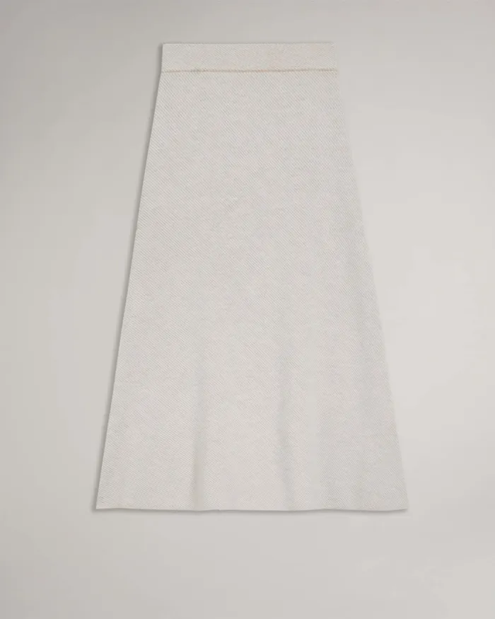 Women LYDLEE 8211 Wool Blend Knitted Midi Skirt Natural Ted Baker Skirts