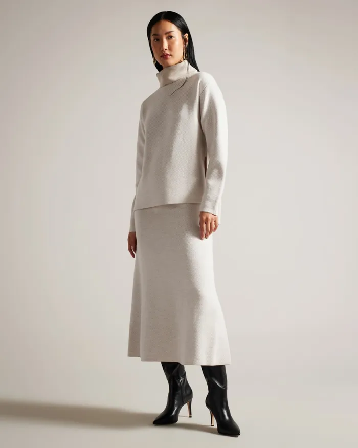 Women LYDLEE 8211 Wool Blend Knitted Midi Skirt Natural Ted Baker Skirts Women LYDLEE 8211 Wool Blend Knitted Midi Skirt Natural Ted Baker Skirts