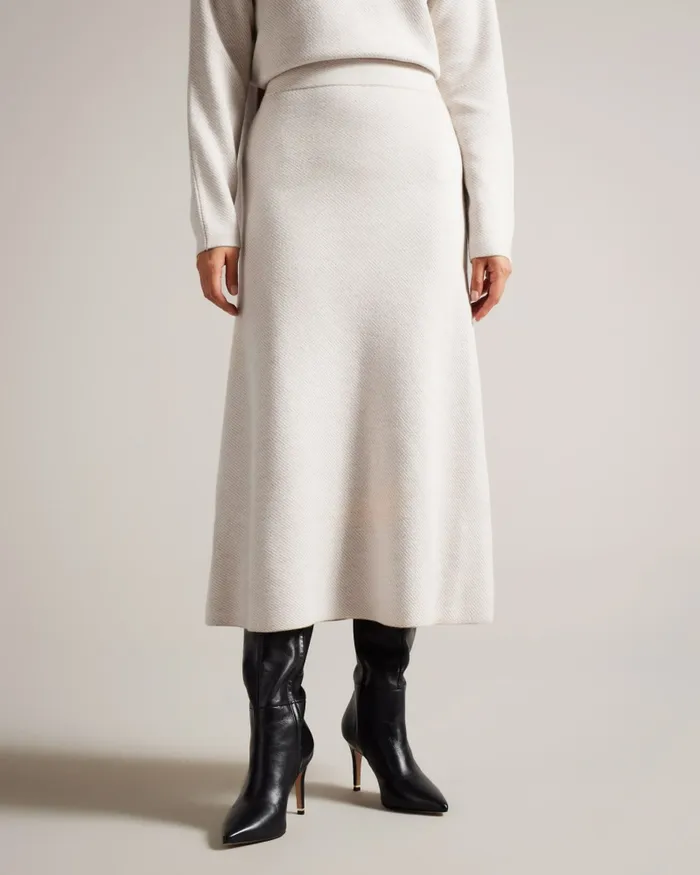 Women LYDLEE 8211 Wool Blend Knitted Midi Skirt Natural Ted Baker Skirts Women LYDLEE 8211 Wool Blend Knitted Midi Skirt Natural Ted Baker Skirts
