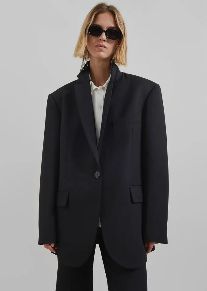 Women Lyra Oversized Blazer 8211 Black The Frankie Shop Outerwear