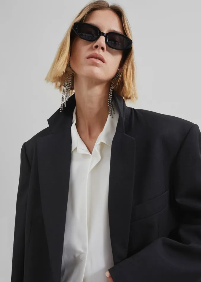 Women Lyra Oversized Blazer 8211 Black The Frankie Shop Outerwear