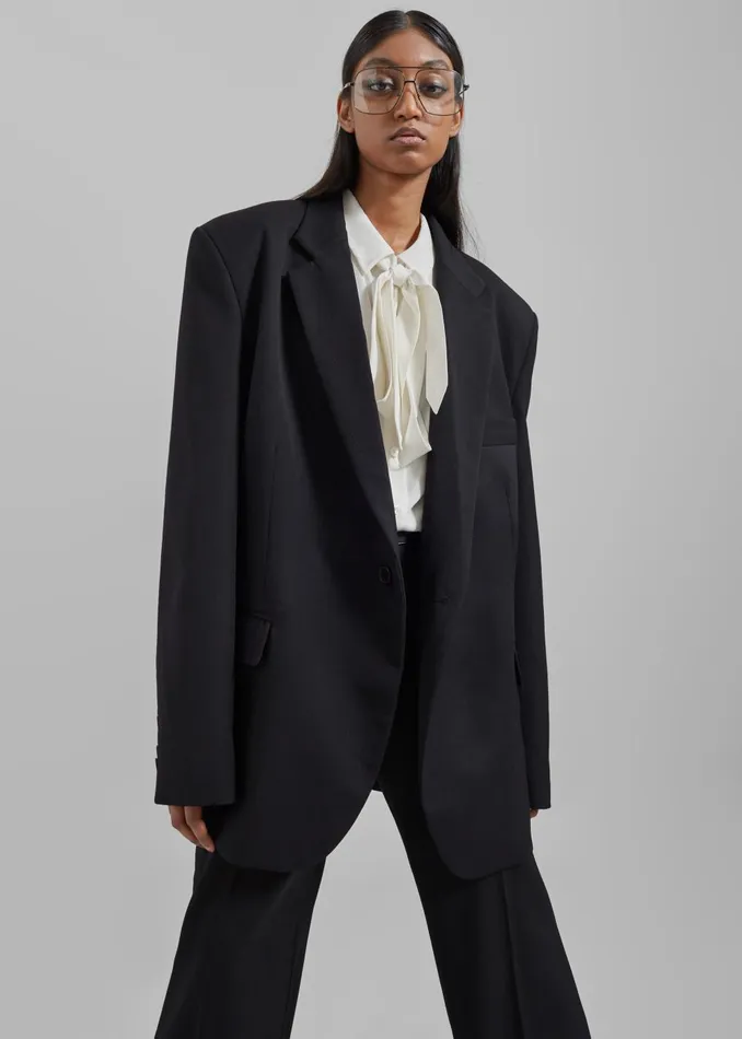 Women Lyra Oversized Blazer 8211 Black The Frankie Shop Outerwear