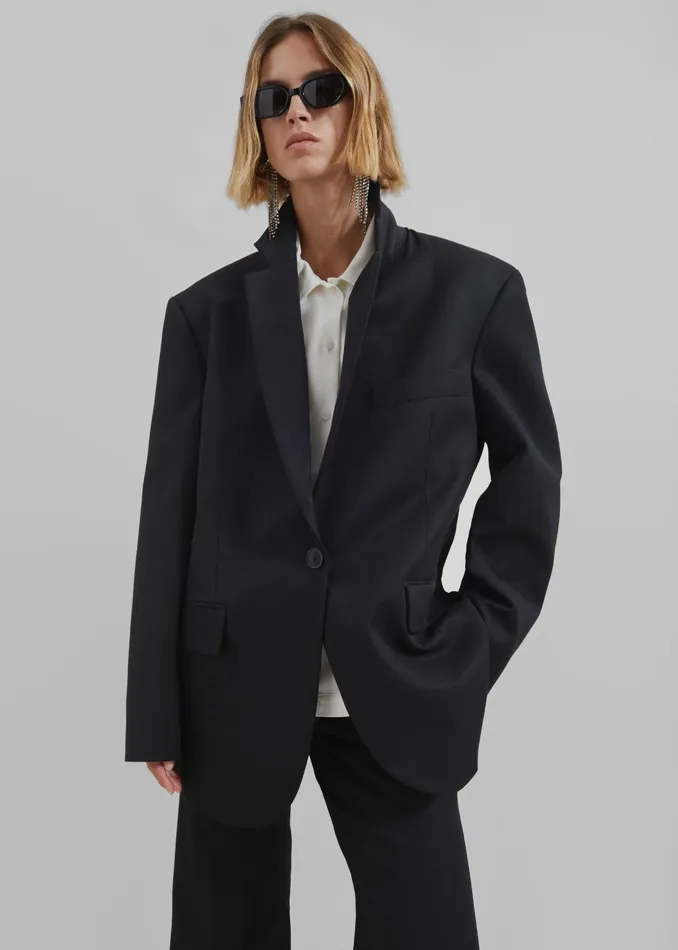 Women Lyra Oversized Blazer 8211 Black The Frankie Shop Outerwear