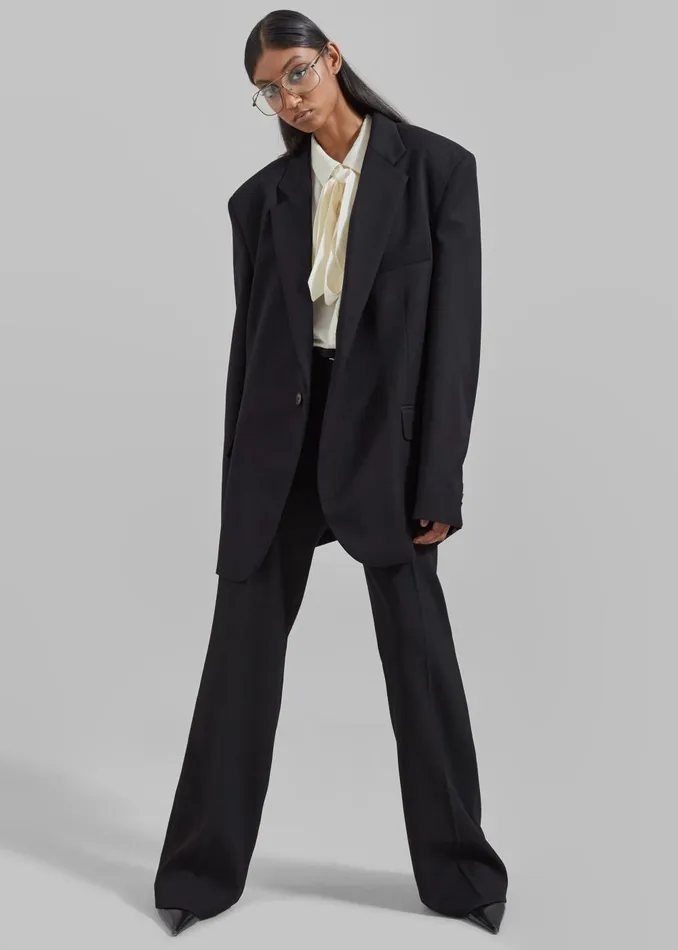 Women Lyra Oversized Blazer 8211 Black The Frankie Shop Outerwear