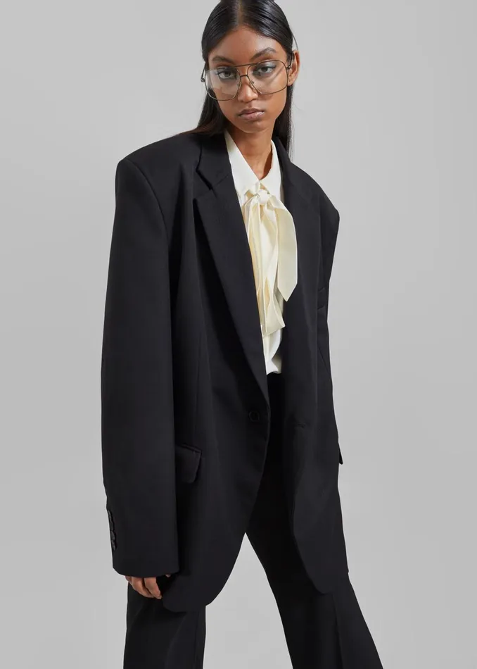 Women Lyra Oversized Blazer 8211 Black The Frankie Shop Outerwear