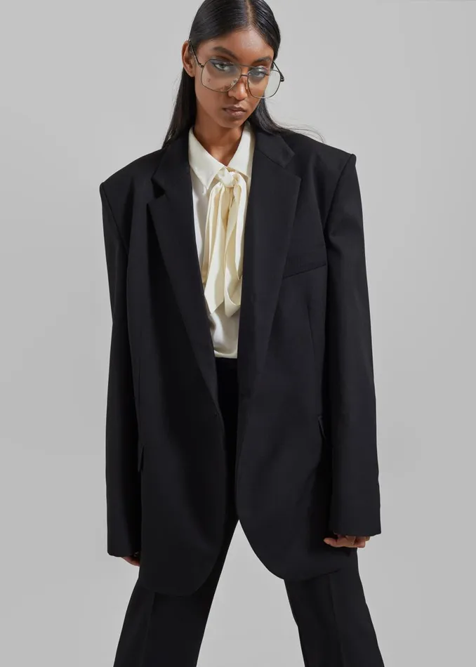 Women Lyra Oversized Blazer 8211 Black The Frankie Shop Outerwear