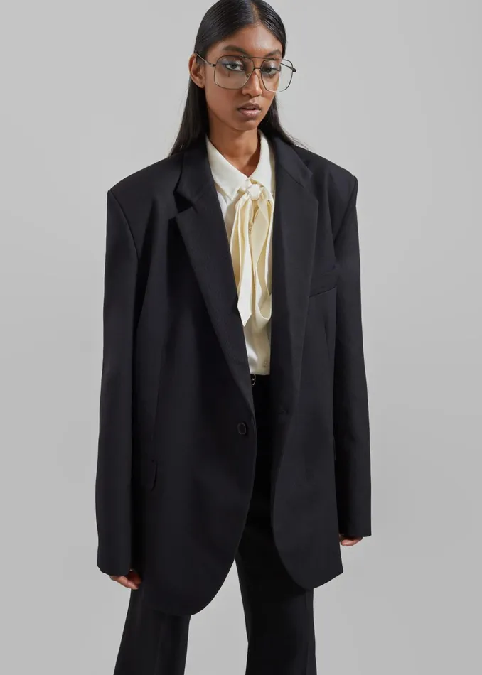 Women Lyra Oversized Blazer 8211 Black The Frankie Shop Outerwear