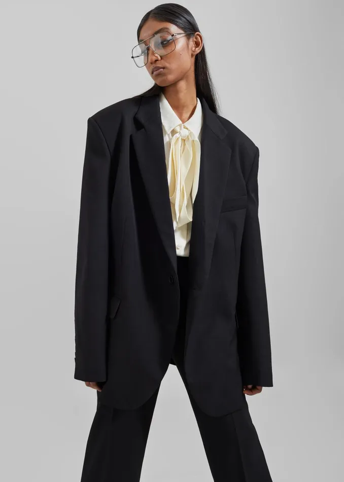 Women Lyra Oversized Blazer 8211 Black The Frankie Shop Outerwear