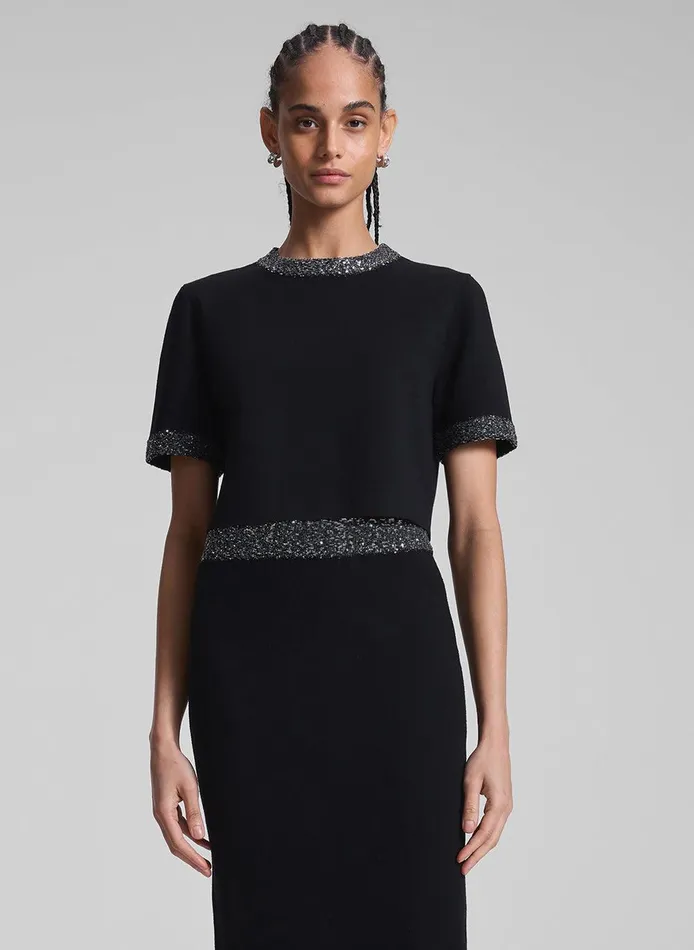 Women Maeve Sequin Embellished Top Blacksilver ALC Knitwear