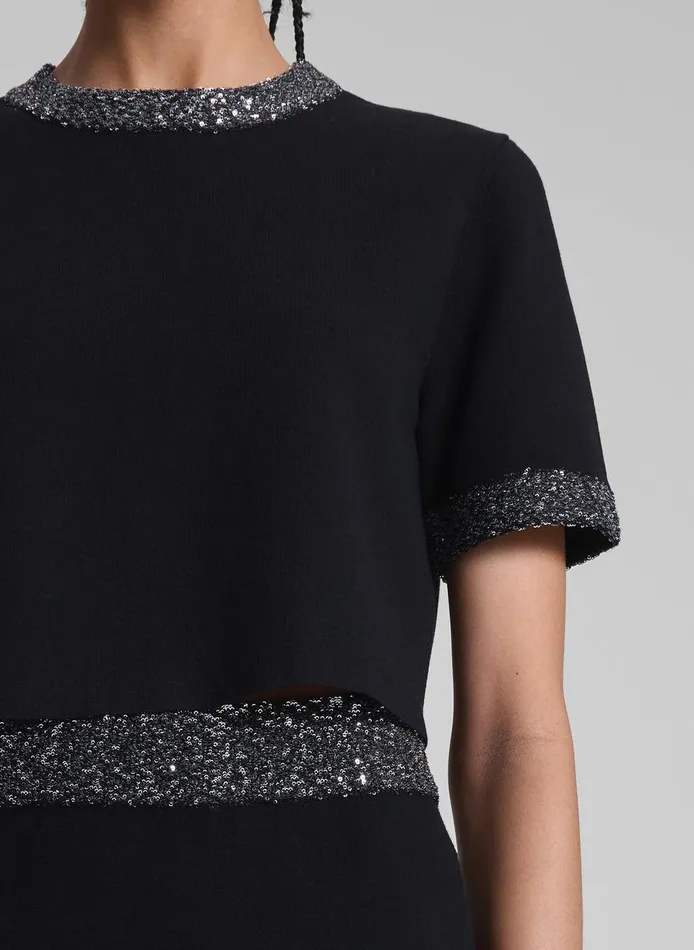 Women Maeve Sequin Embellished Top Blacksilver ALC Knitwear