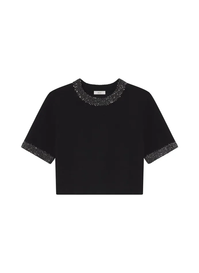 Women Maeve Sequin Embellished Top Blacksilver ALC Knitwear