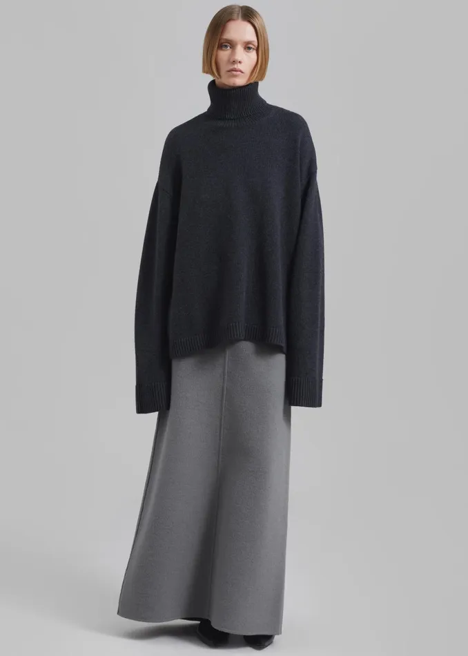 Women Malvo Long Wool Pencil Skirt 8211 Grey The Frankie Shop Bottoms