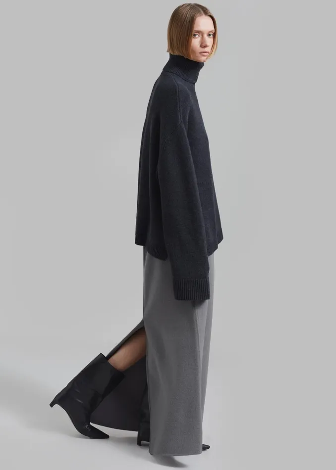 Women Malvo Long Wool Pencil Skirt 8211 Grey The Frankie Shop Bottoms