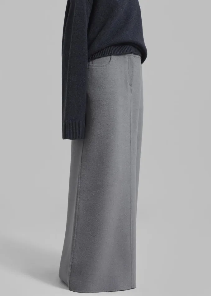Women Malvo Long Wool Pencil Skirt 8211 Grey The Frankie Shop Bottoms