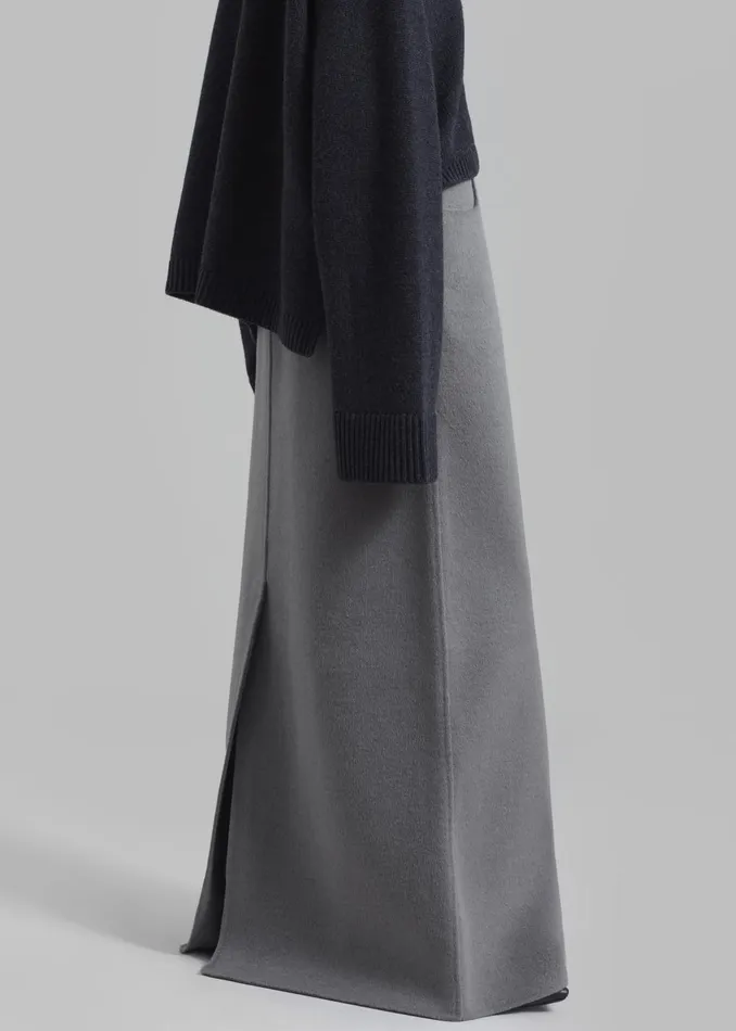 Women Malvo Long Wool Pencil Skirt 8211 Grey The Frankie Shop Bottoms