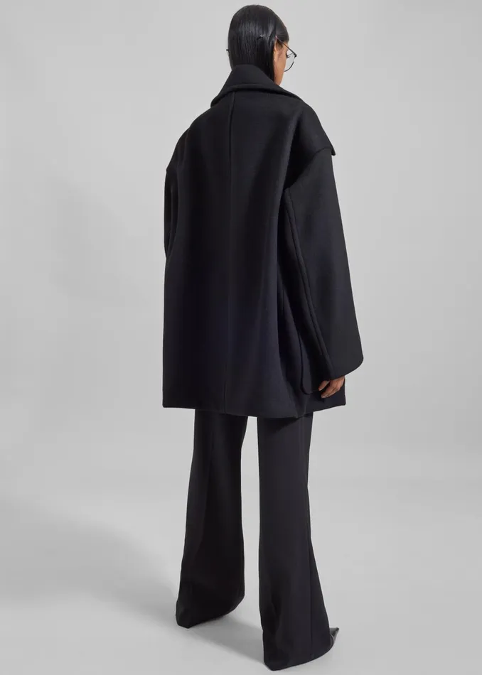 Women Marian Oversized Peacoat 8211 Black The Frankie Shop Outerwear