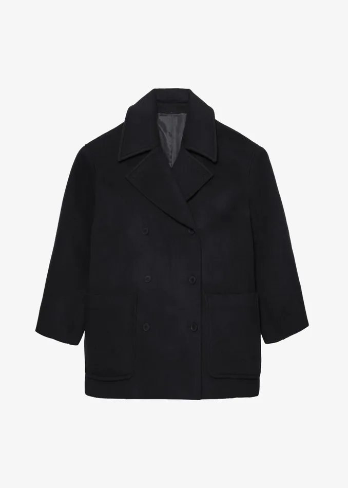 Women Marian Oversized Peacoat 8211 Black The Frankie Shop Outerwear