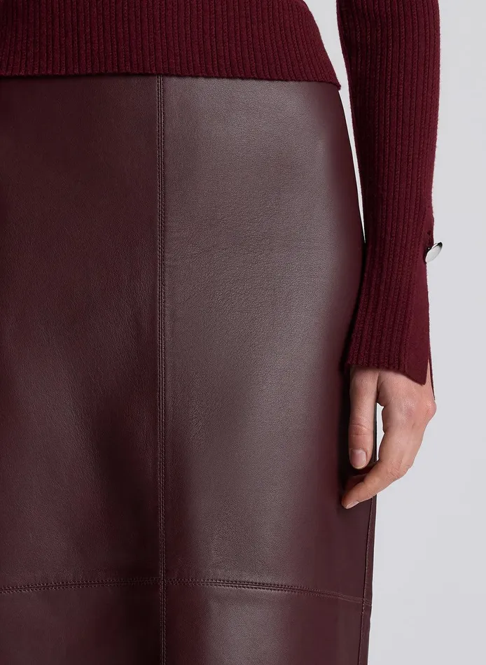 Women Marta Leather Midi Skirt Umber ALC Bottoms