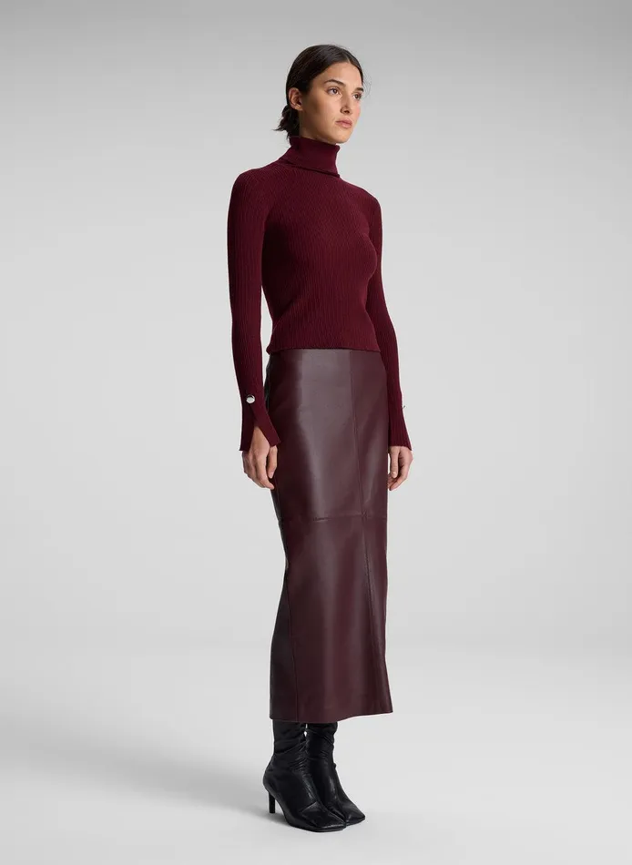 Women Marta Leather Midi Skirt Umber ALC Bottoms