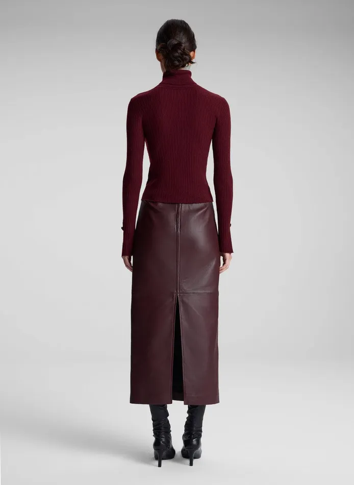 Women Marta Leather Midi Skirt Umber ALC Bottoms