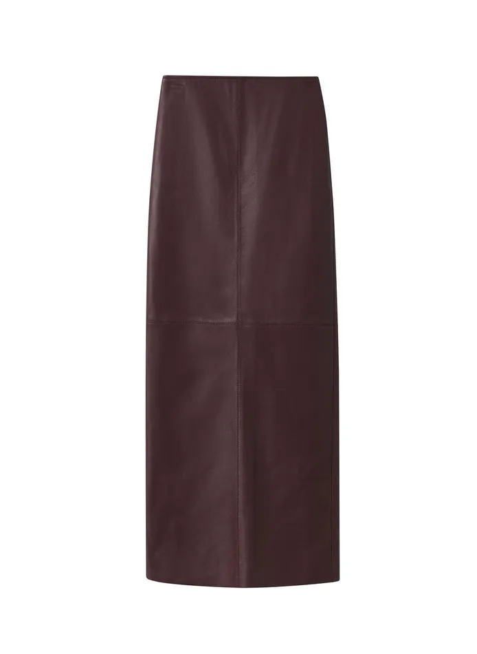 Women Marta Leather Midi Skirt Umber ALC Bottoms