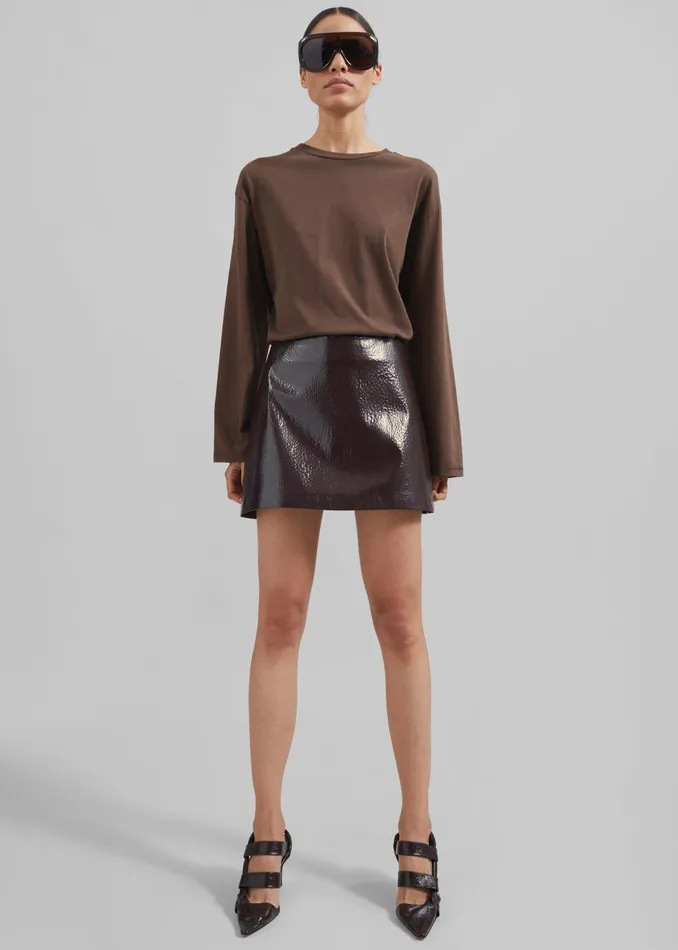 Women Mary Crackled Faux Leather Mini Skirt 8211 Brown The Frankie Shop Bottoms