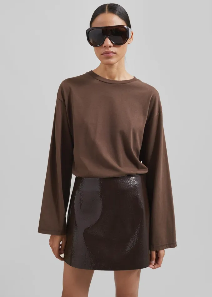 Women Mary Crackled Faux Leather Mini Skirt 8211 Brown The Frankie Shop Bottoms