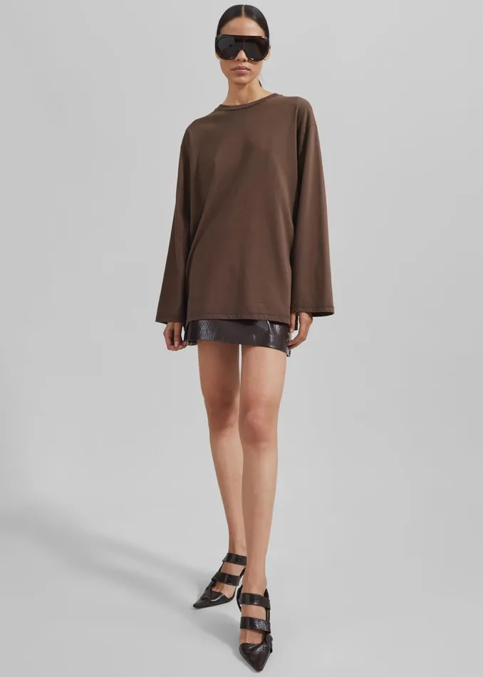 Women Mary Crackled Faux Leather Mini Skirt 8211 Brown The Frankie Shop Bottoms