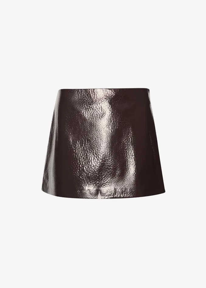 Women Mary Crackled Faux Leather Mini Skirt 8211 Brown The Frankie Shop Bottoms
