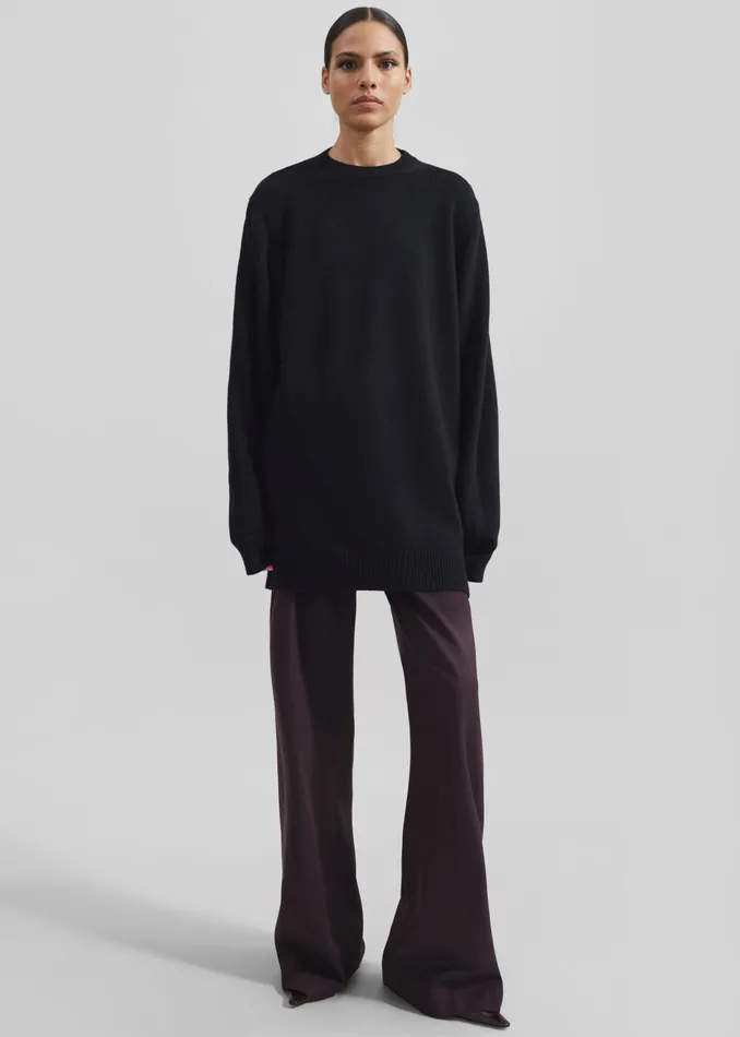 Women Maxime Knit Sweater Dress 8211 Black The Frankie Shop Knitwear